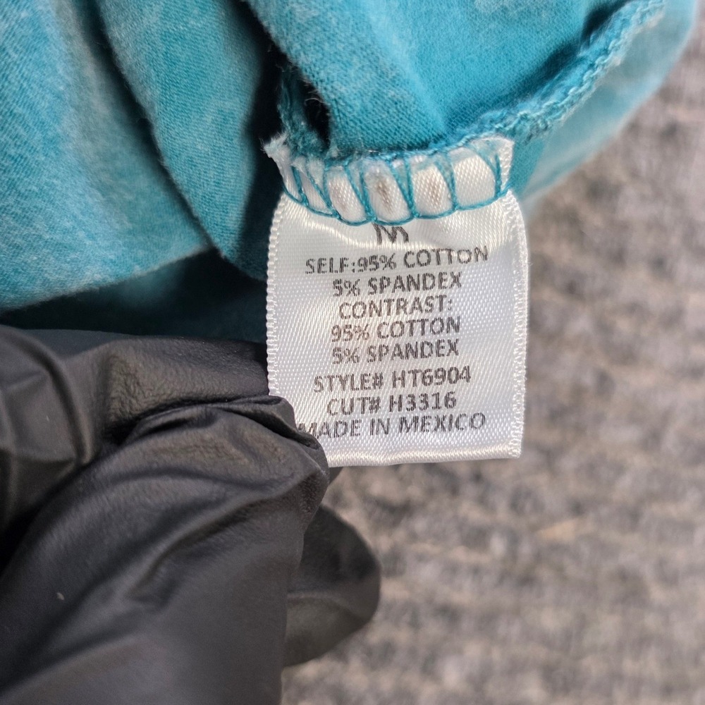 J. HER Mineral Wash Top Women's Size M Teal Blue V-Neck Long Sleeve Cotton NWT - Picture 4 of 8